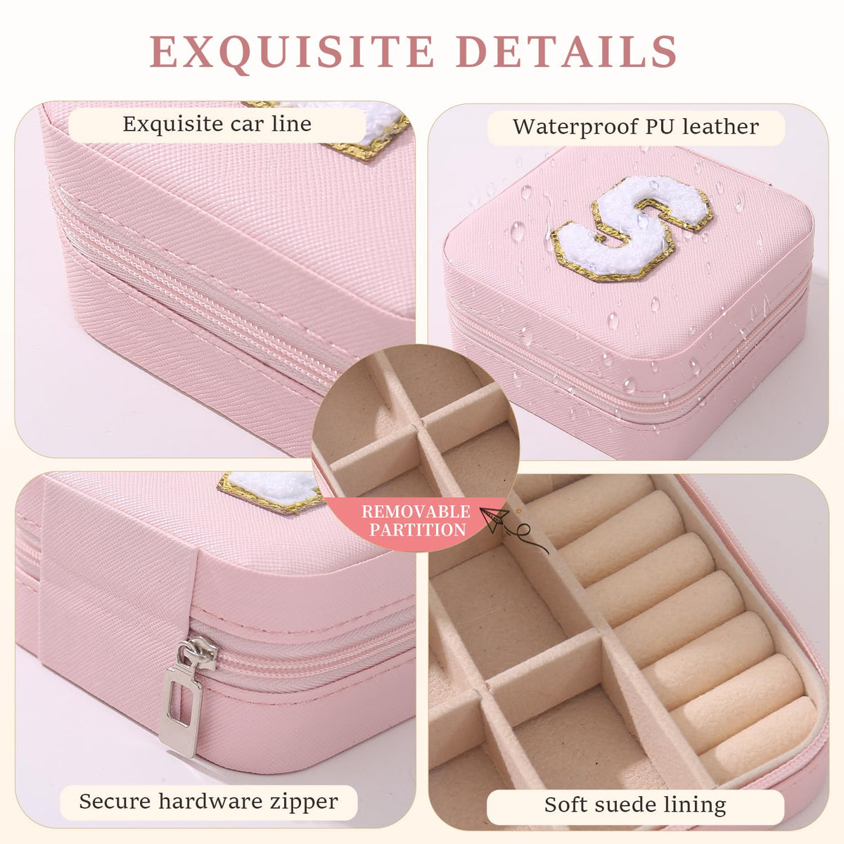 KElofoN Travel Jewelry Case and Organizer with Mirror - Gift for Women and Girls