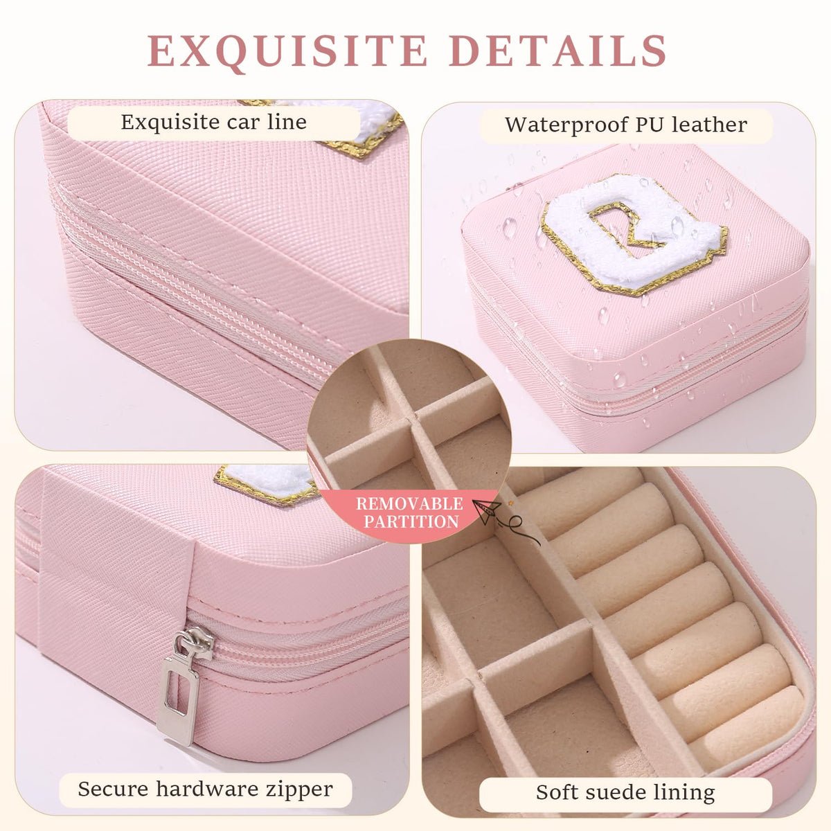 KElofoN Travel Jewelry Case and Organizer with Mirror - Gift for Women and Girls