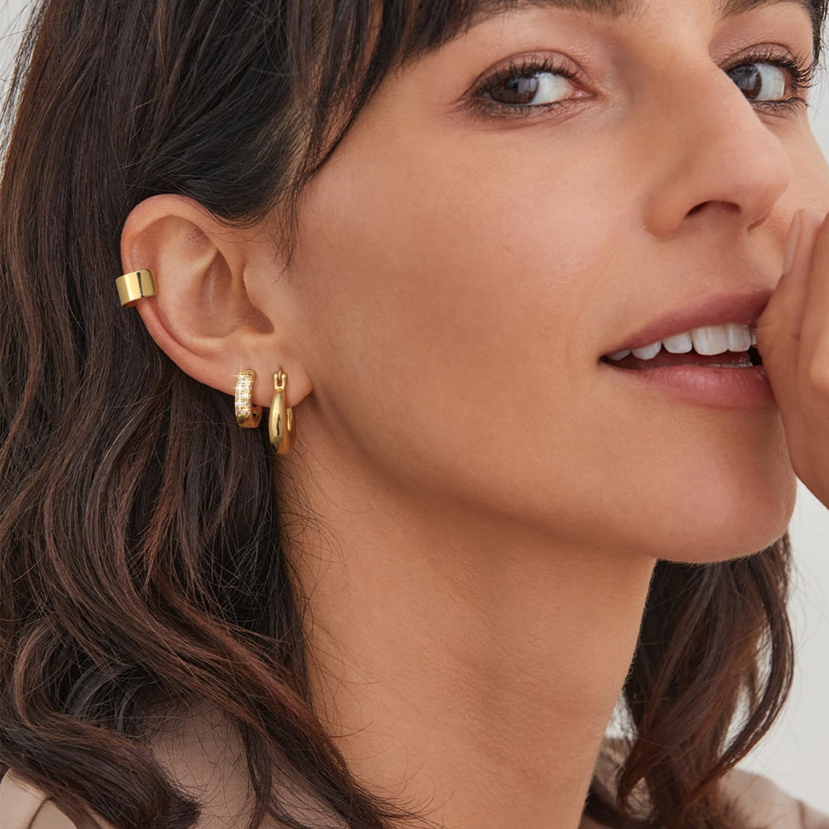 3 Pairs Gold Hoop Earrings Set: Dainty Stud Earrings Trendy Small 14K Gold Plated Hypoallergenic Dangle Cartilage Huggie Hoop Earrings for Women Gold Jewelry for Women Gifts