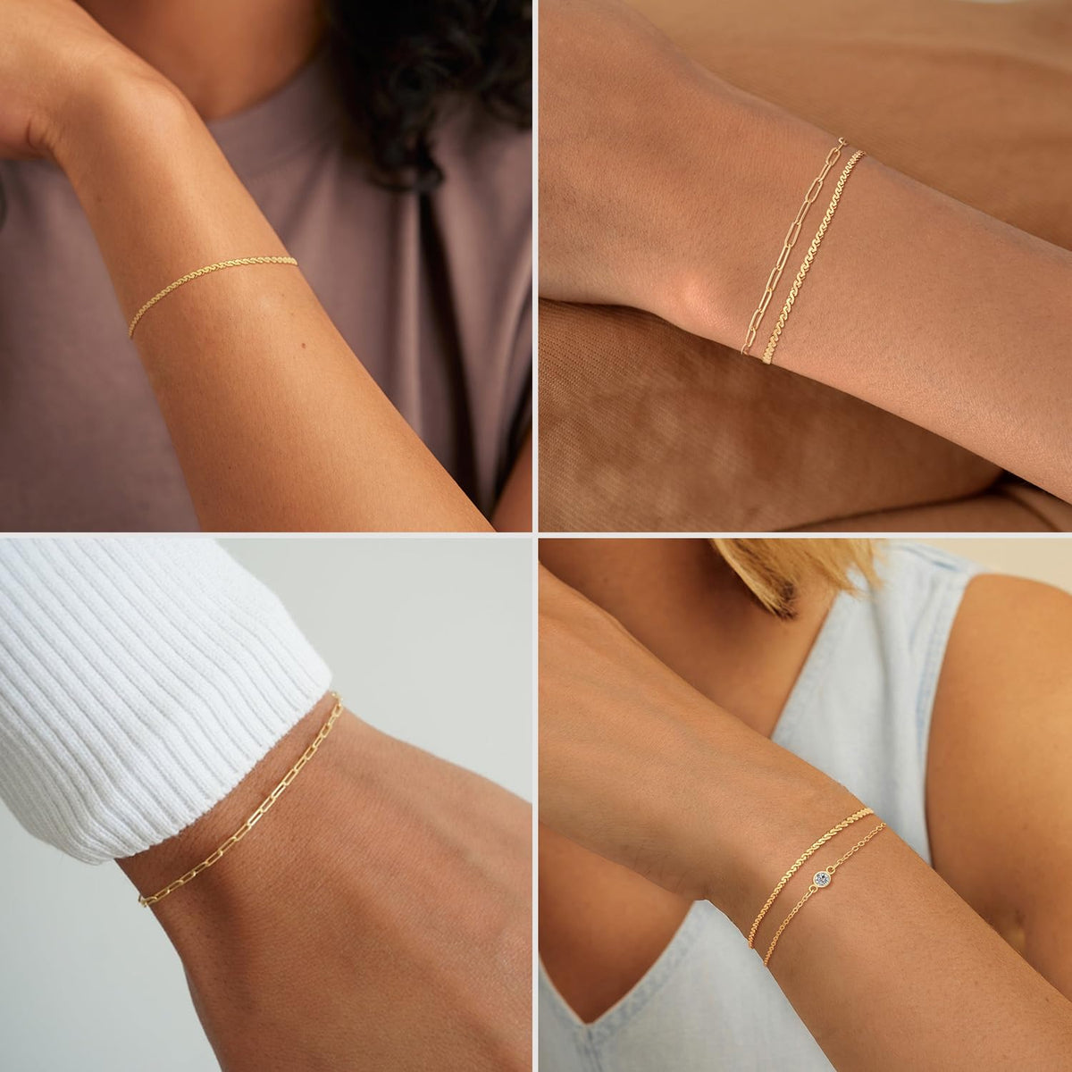 MBW Gold Bracelets for Women Trendy, Dainty 14K Gold Plated Bracelet Stack Beaded Chain Bracelet Set Thin Small Cute Paperclip Bracelets Fashion Waterproof Jewelry Gift Gold Accessories for Women
