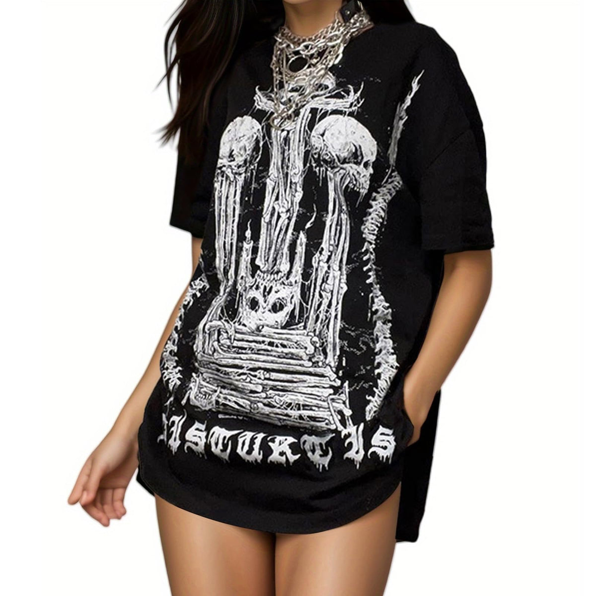Women Goth T Shirt Y2K Harajuku Graphic Tops Cotton Anime Clothes