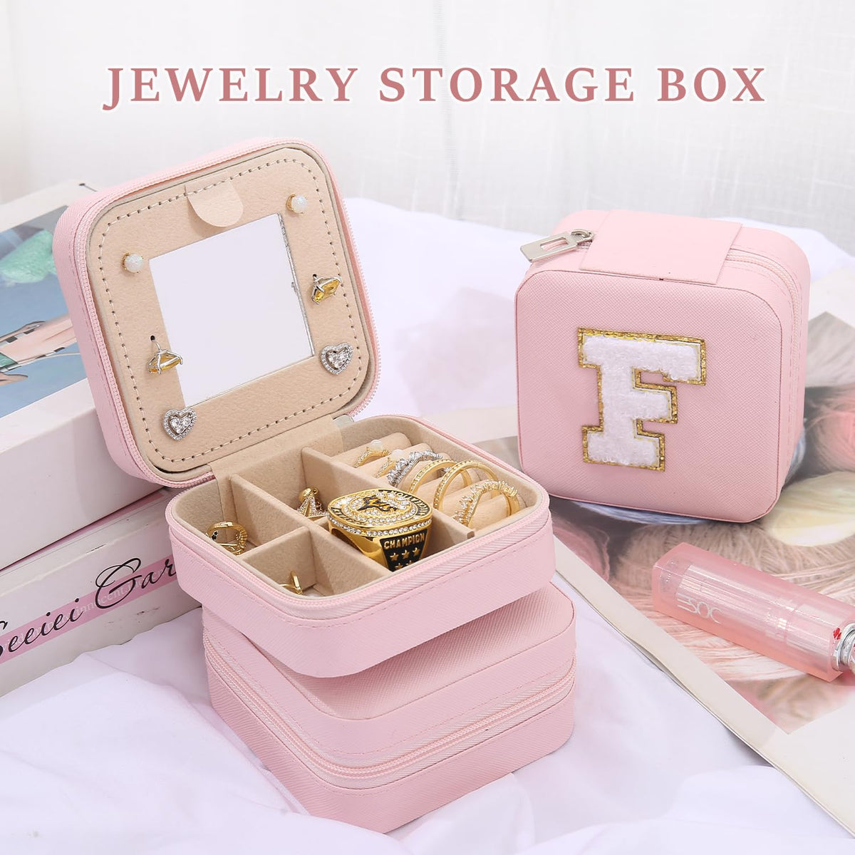 KElofoN Travel Jewelry Case and Organizer with Mirror - Gift for Women and Girls