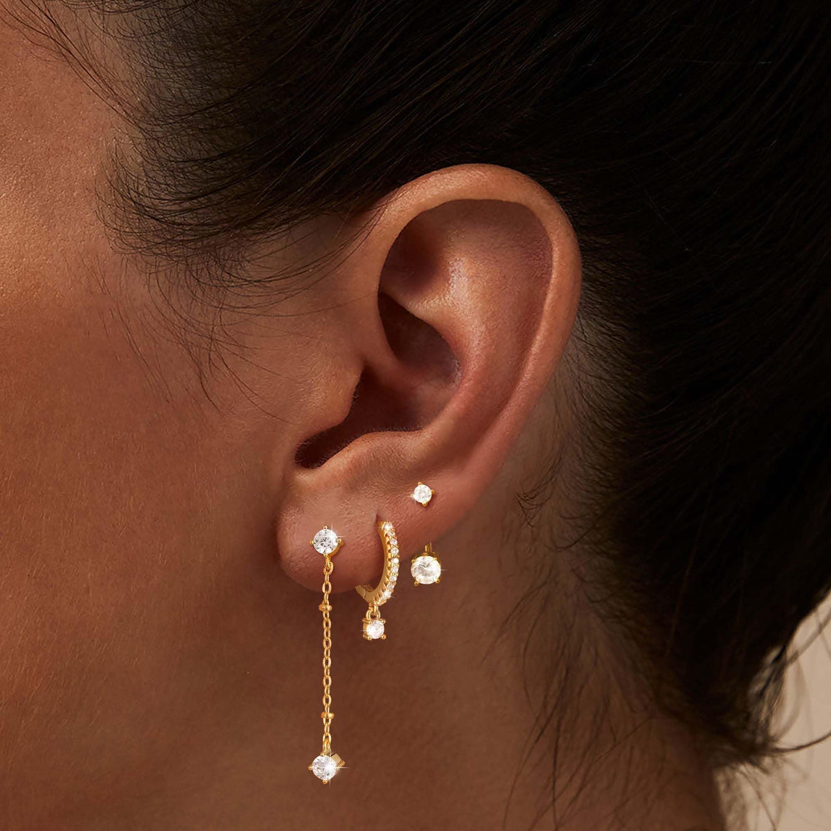 3 Pairs Gold Hoop Earrings Set: Dainty Stud Earrings Trendy Small 14K Gold Plated Hypoallergenic Dangle Cartilage Huggie Hoop Earrings for Women Gold Jewelry for Women Gifts