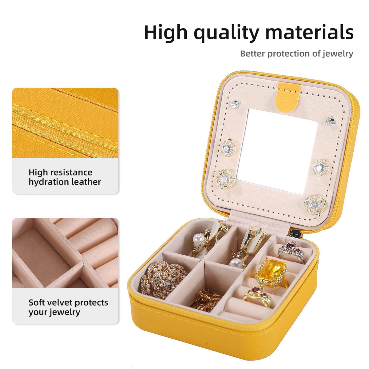 KElofoN Travel Jewelry Case and Organizer with Mirror - Gift for Women and Girls