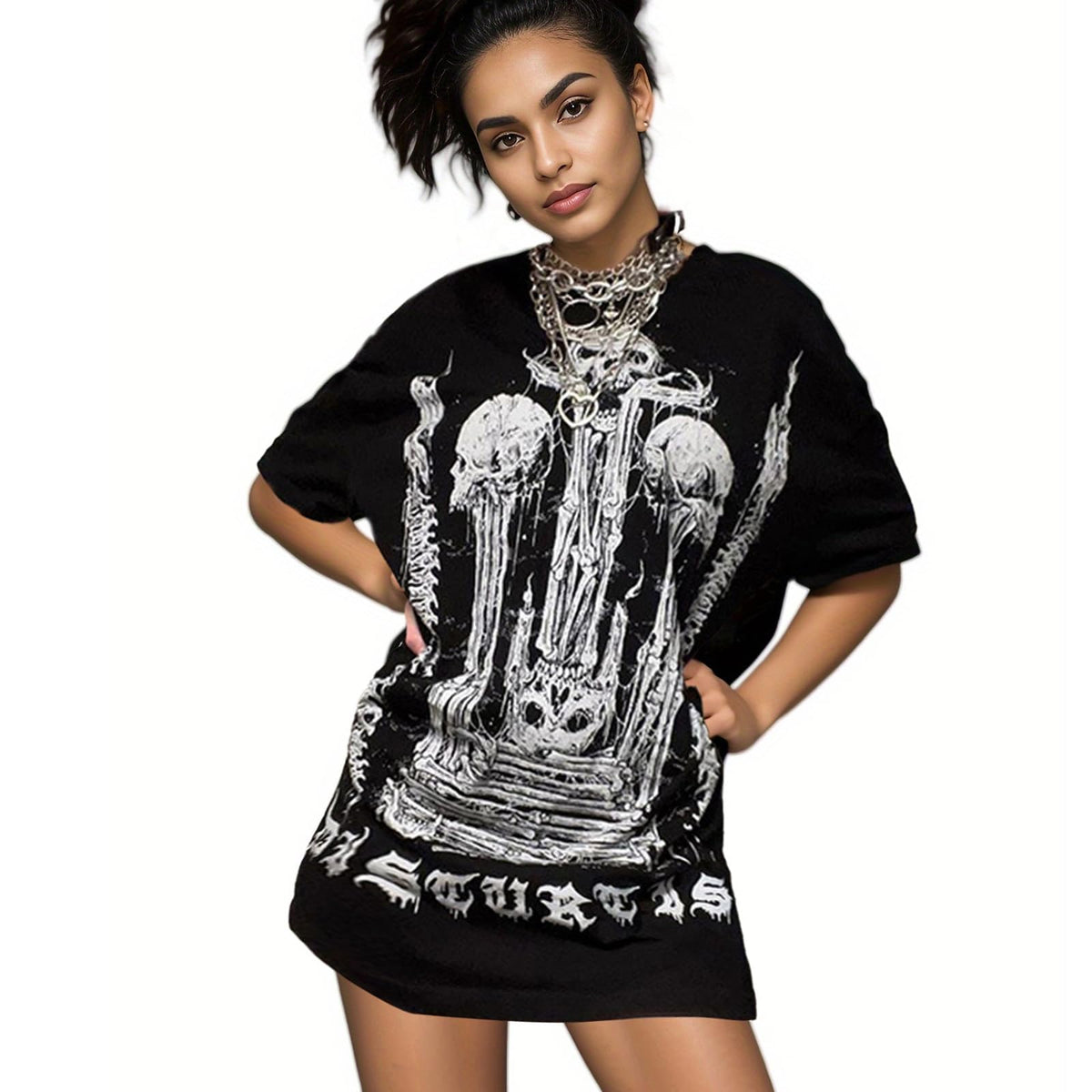 Women Goth T Shirt Y2K Harajuku Graphic Tops Cotton Anime Clothes
