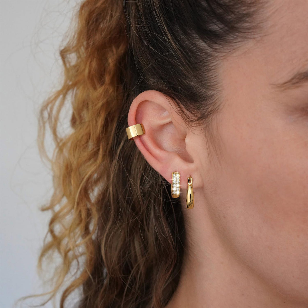 3 Pairs Gold Hoop Earrings Set: Dainty Stud Earrings Trendy Small 14K Gold Plated Hypoallergenic Dangle Cartilage Huggie Hoop Earrings for Women Gold Jewelry for Women Gifts