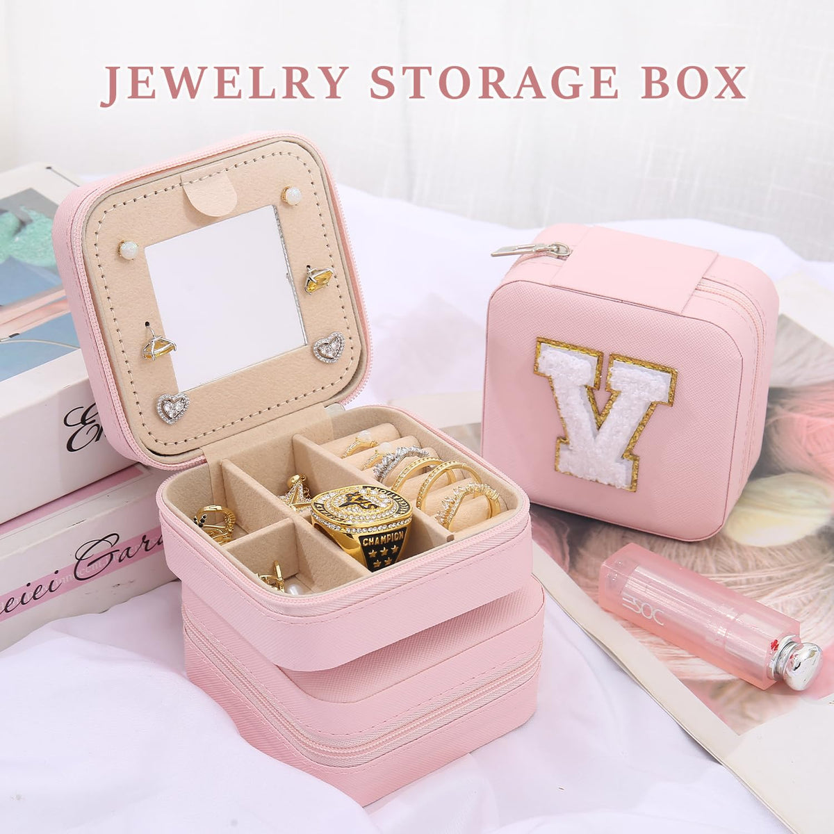 KElofoN Travel Jewelry Case and Organizer with Mirror - Gift for Women and Girls