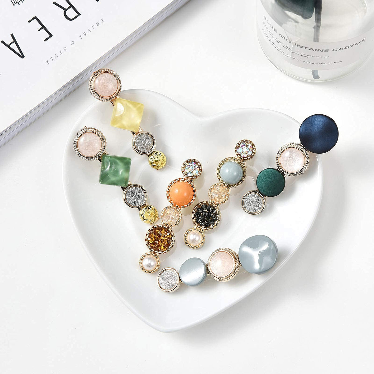 Mehayi 20 PCS Macaron Pearl Acrylic Resin Fashion Hair Clips Set, Cute Hair Barrettes Bobby Pins, Boho Fancy Hairpin Accessories Headwear Styling Tools, Gifts for Women Girls Decorative Wedding
