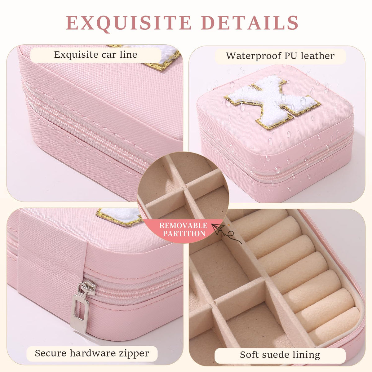 KElofoN Travel Jewelry Case and Organizer with Mirror - Gift for Women and Girls
