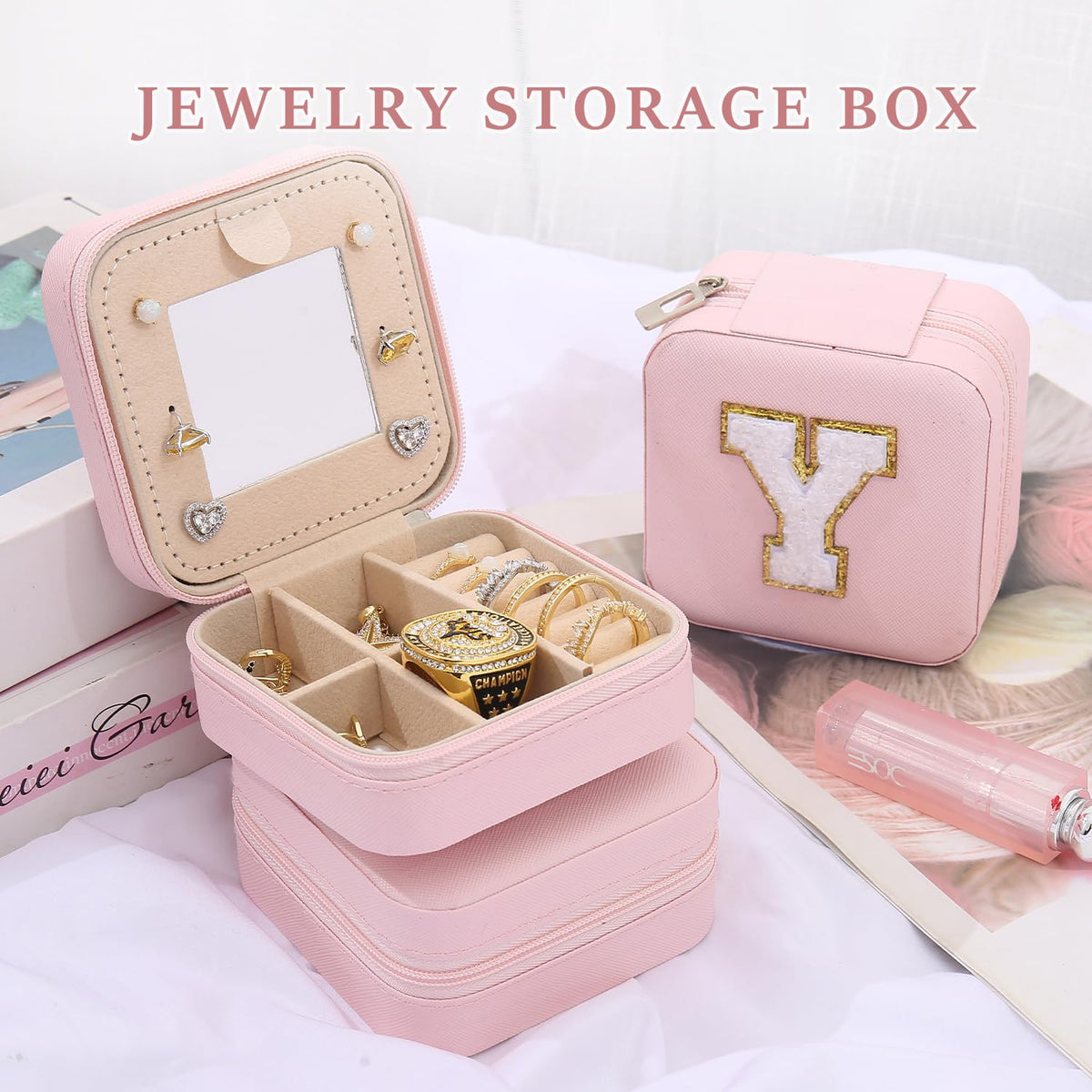 KElofoN Travel Jewelry Case and Organizer with Mirror - Gift for Women and Girls