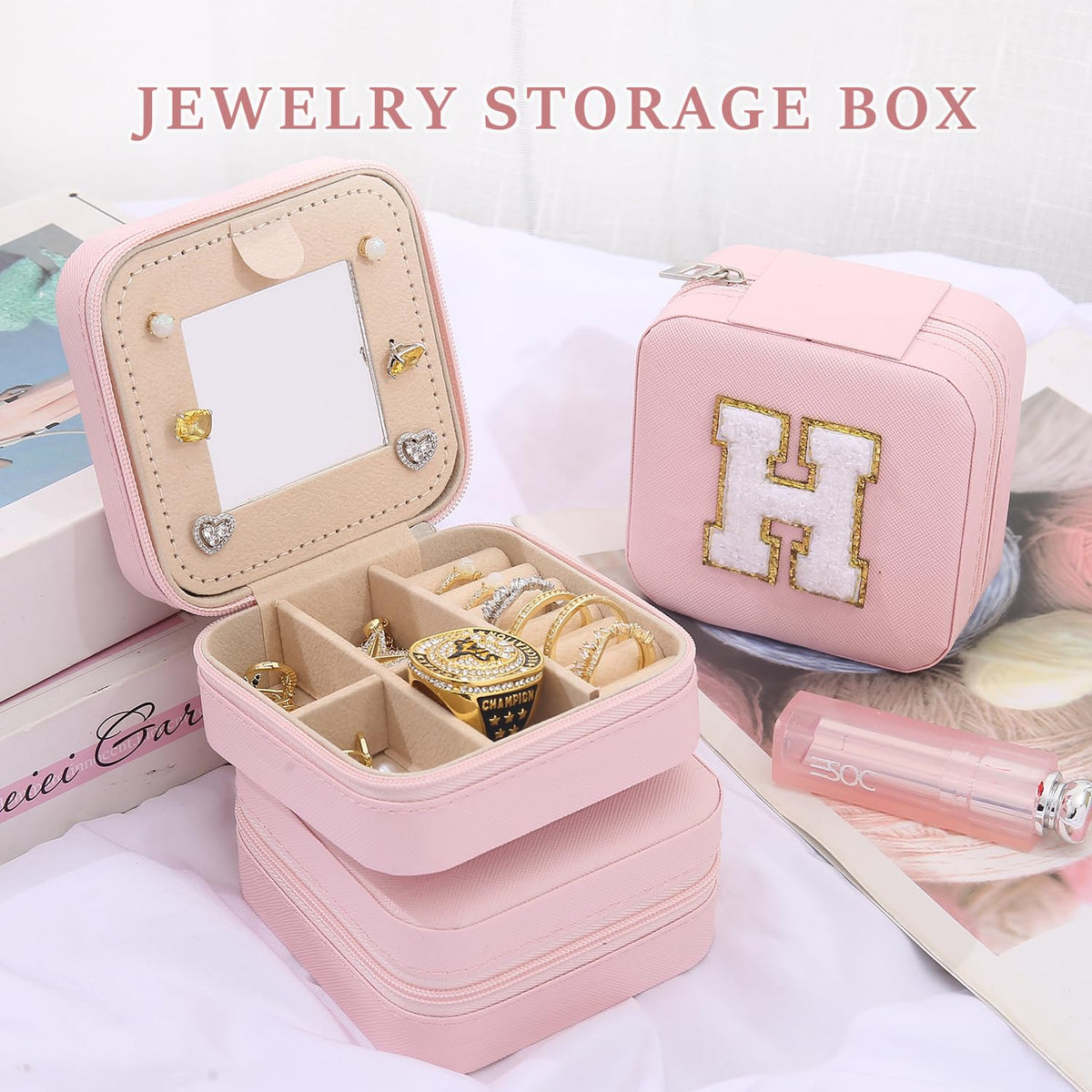 KElofoN Travel Jewelry Case and Organizer with Mirror - Gift for Women and Girls