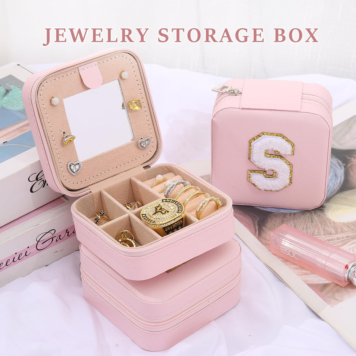 KElofoN Travel Jewelry Case and Organizer with Mirror - Gift for Women and Girls
