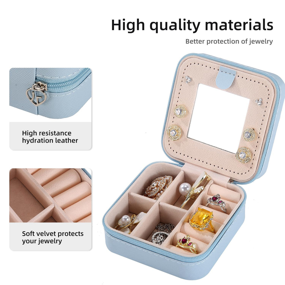 KElofoN Travel Jewelry Case and Organizer with Mirror - Gift for Women and Girls