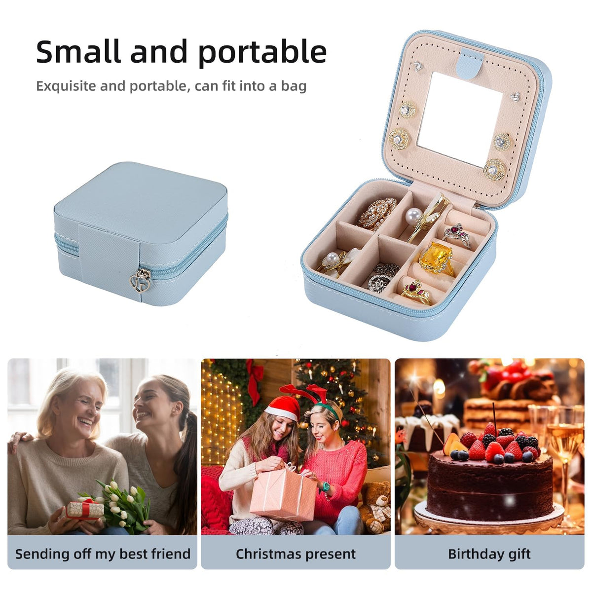 KElofoN Travel Jewelry Case and Organizer with Mirror - Gift for Women and Girls