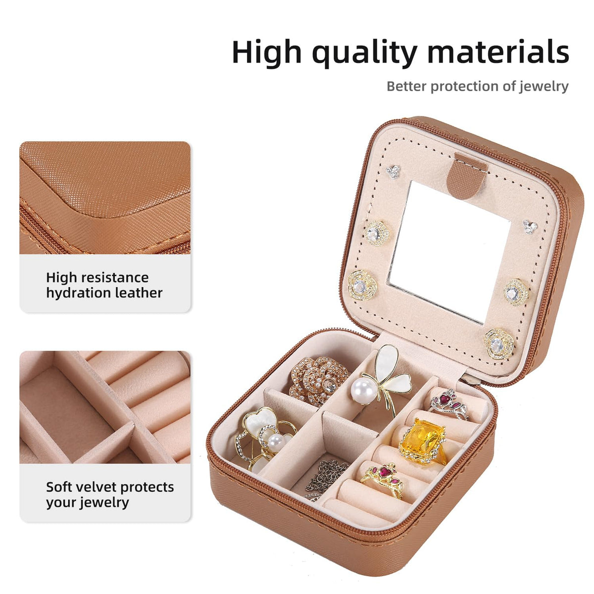 KElofoN Travel Jewelry Case and Organizer with Mirror - Gift for Women and Girls