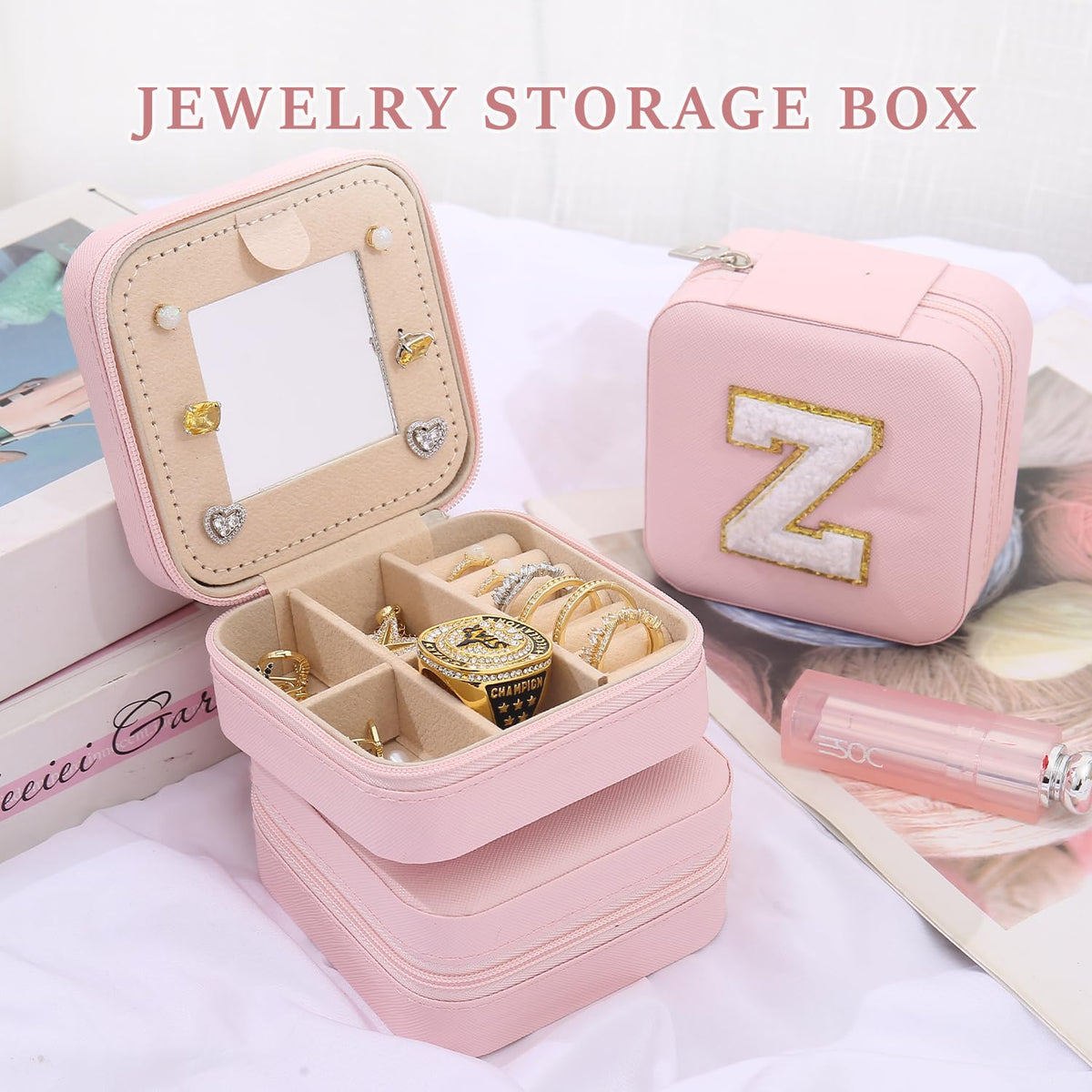 KElofoN Travel Jewelry Case and Organizer with Mirror - Gift for Women and Girls