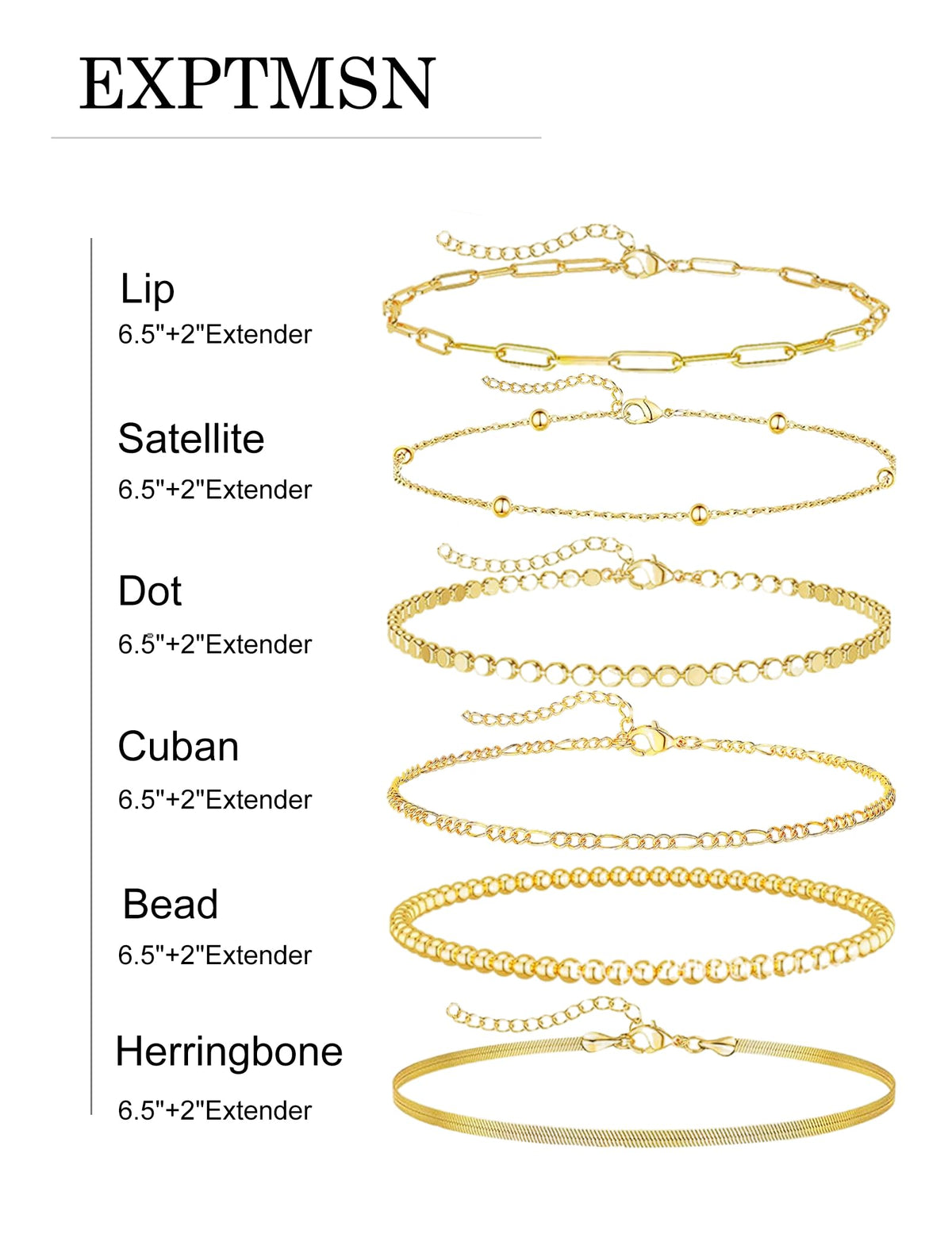 Gold Bracelets for Women - 14K Dainty Bracelets Set for Women, Gold Jewelry Sets for Women Trendy, Stackable Cuban Link Paperclip Chain Bracelet Pack Fashion Accessories Gifts for Women Mom