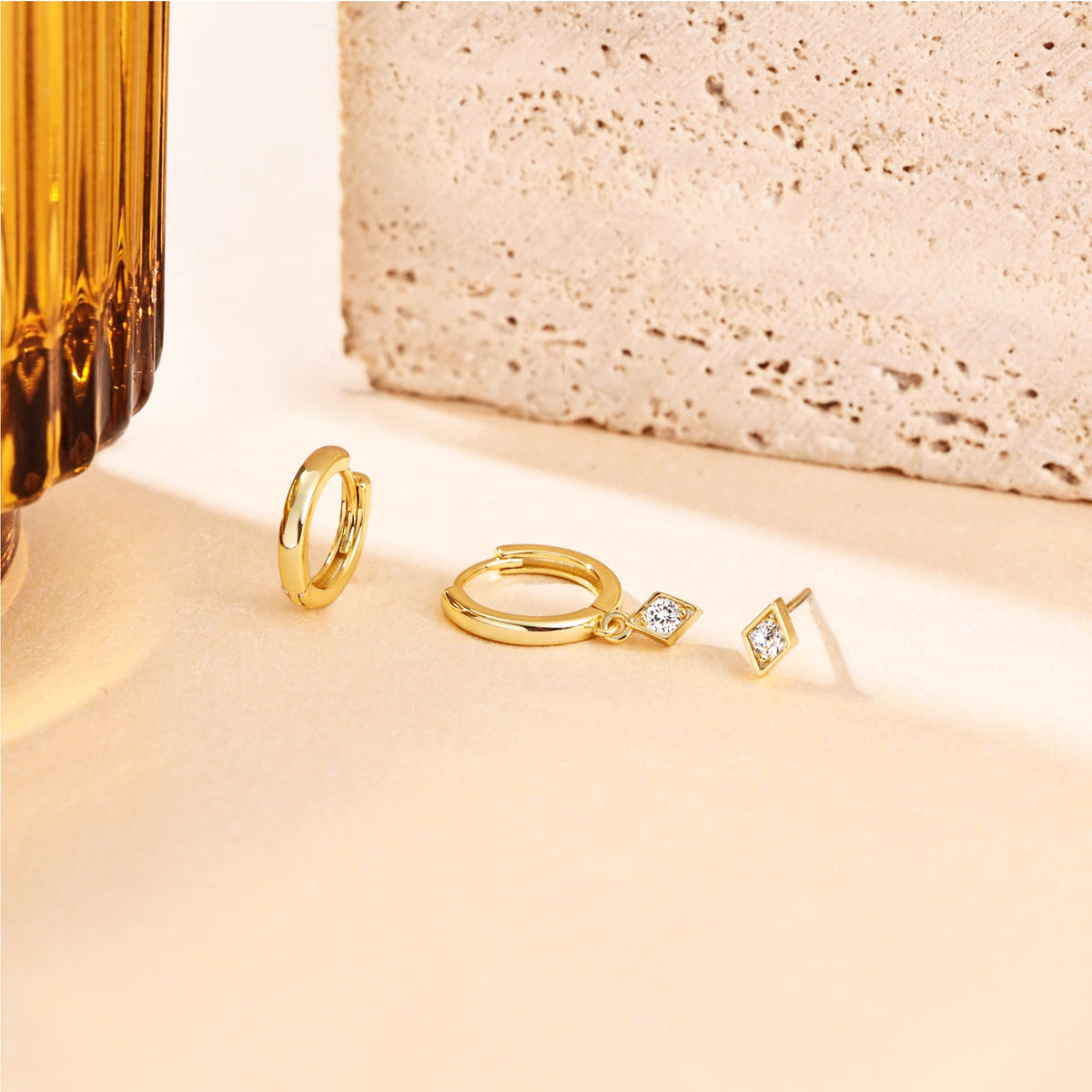 3 Pairs Gold Hoop Earrings Set: Dainty Stud Earrings Trendy Small 14K Gold Plated Hypoallergenic Dangle Cartilage Huggie Hoop Earrings for Women Gold Jewelry for Women Gifts