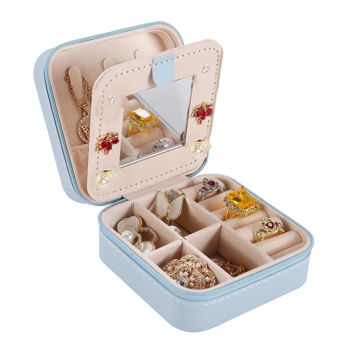 KElofoN Travel Jewelry Case and Organizer with Mirror - Gift for Women and Girls
