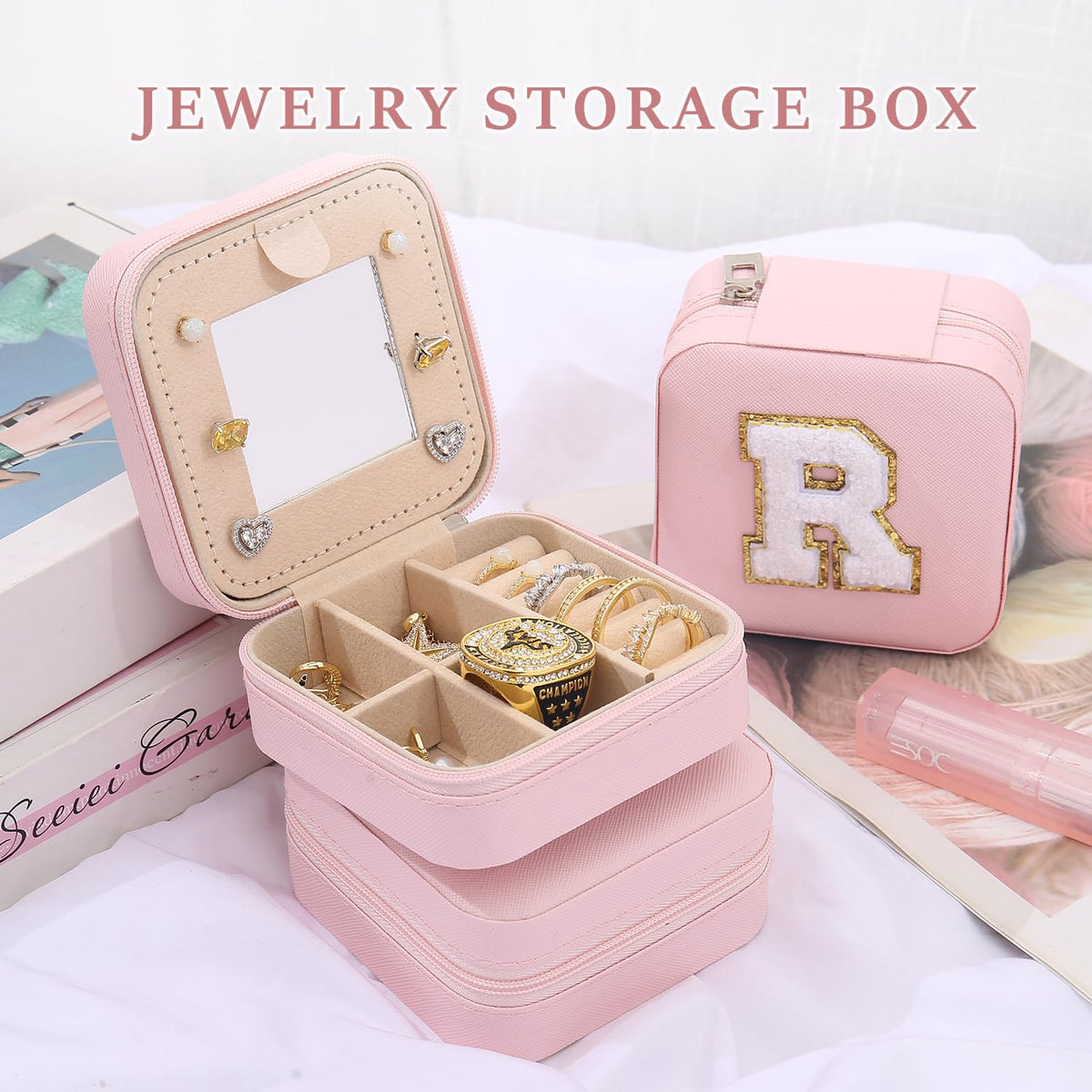 KElofoN Travel Jewelry Case and Organizer with Mirror - Gift for Women and Girls