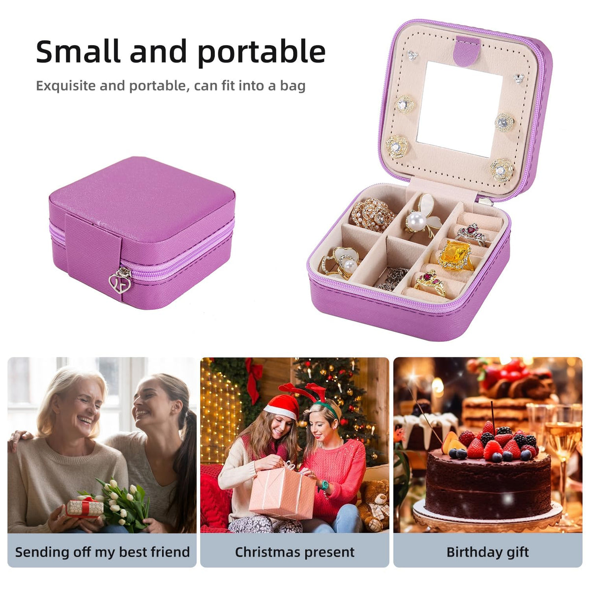 KElofoN Travel Jewelry Case and Organizer with Mirror - Gift for Women and Girls