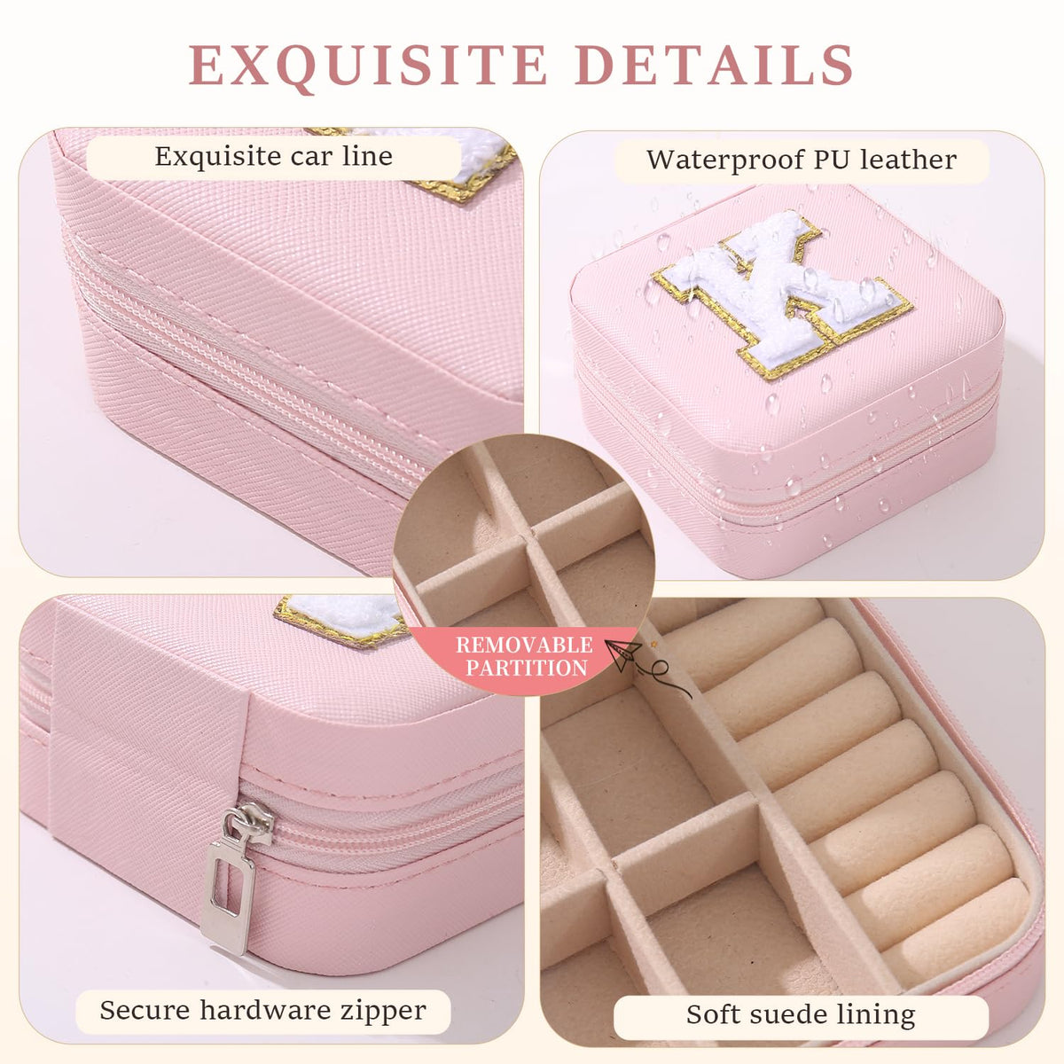 KElofoN Travel Jewelry Case and Organizer with Mirror - Gift for Women and Girls