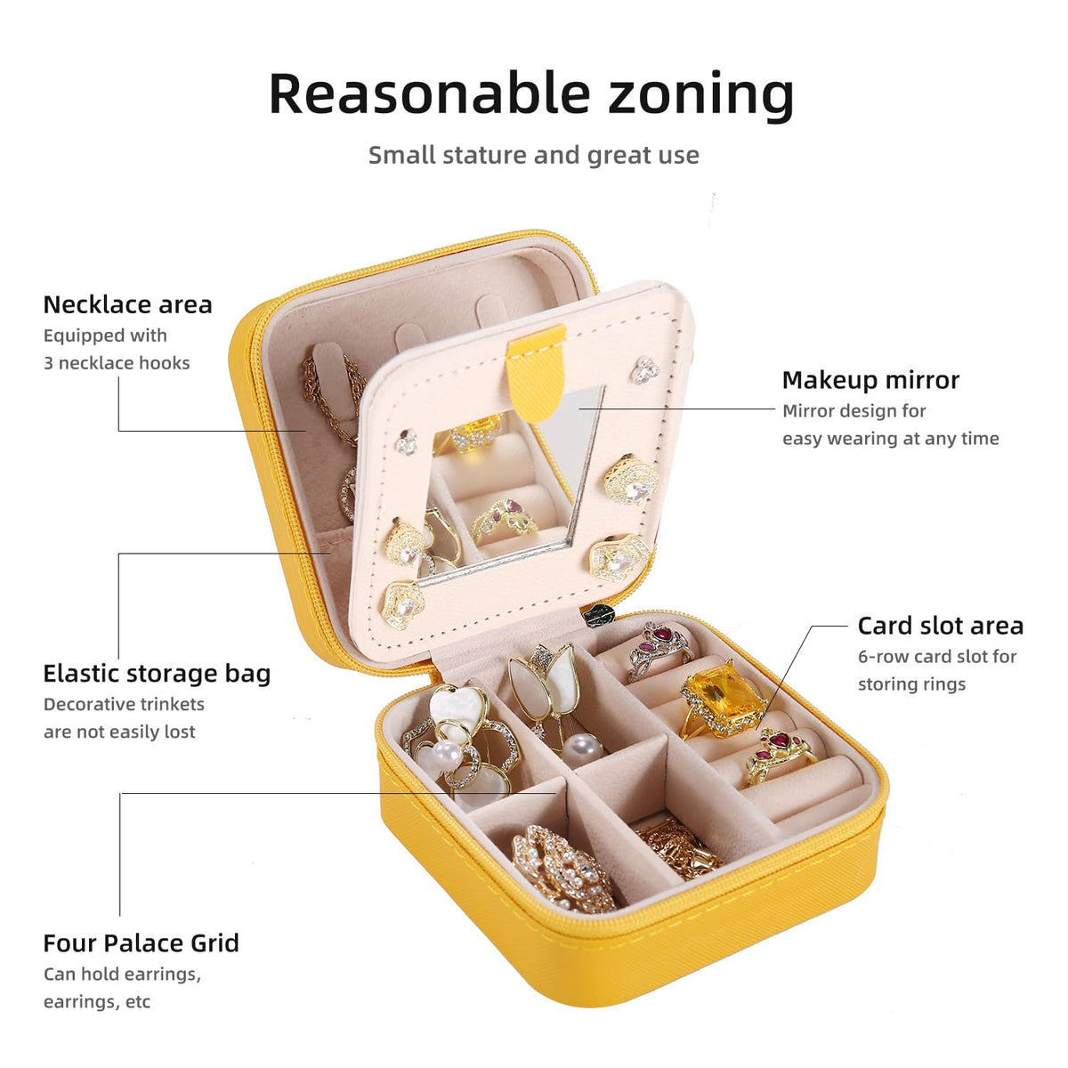 KElofoN Travel Jewelry Case and Organizer with Mirror - Gift for Women and Girls