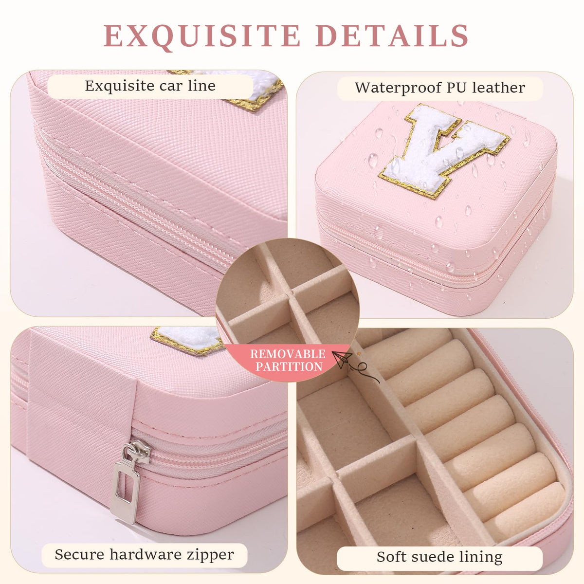KElofoN Travel Jewelry Case and Organizer with Mirror - Gift for Women and Girls