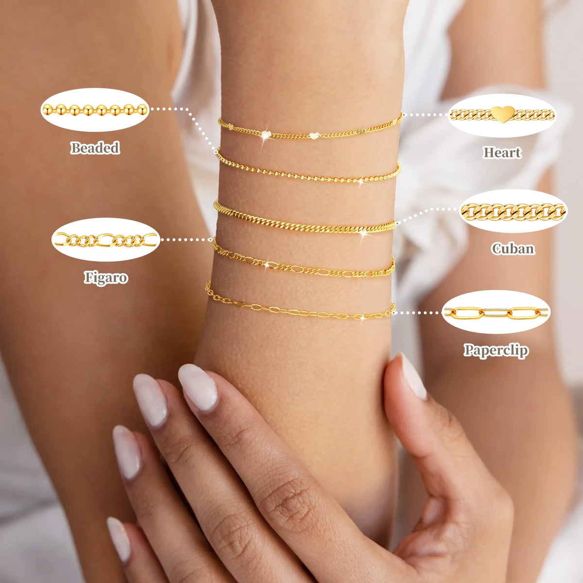 Gold Bracelets for Women,Dainty Bracelets Set for Women Trendy, Gold Bracelets Stack With Beaded, Cuban, Paperclip, Heart, Snake, Rope, Pearl, Cross, Hand Chain, Silver Jewelry Gifts for Women Christmas