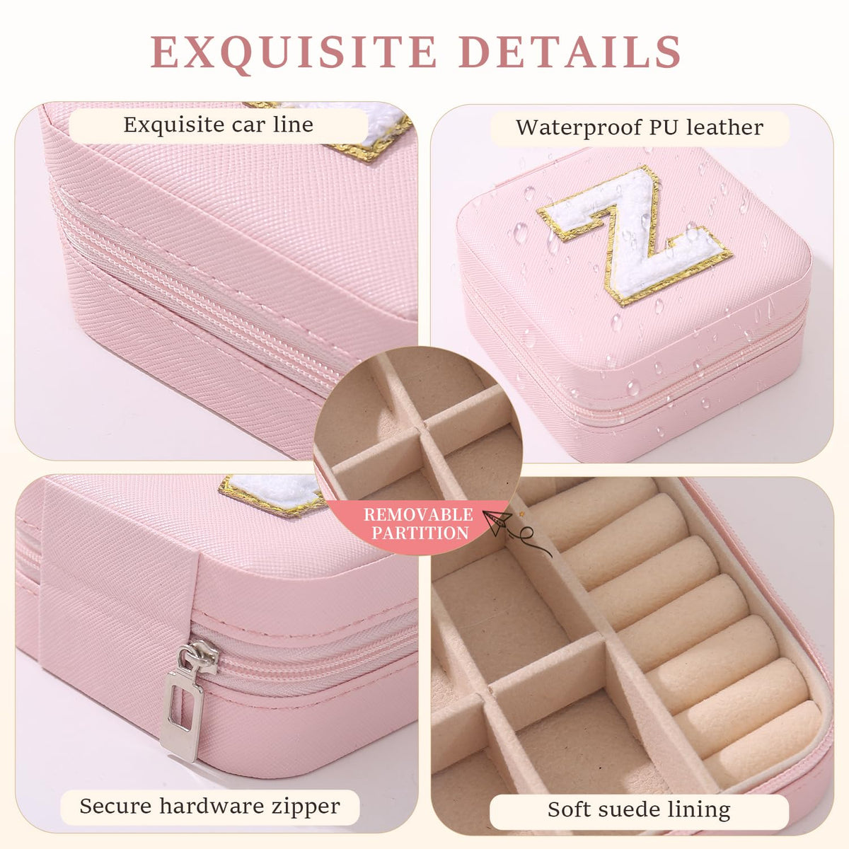 KElofoN Travel Jewelry Case and Organizer with Mirror - Gift for Women and Girls
