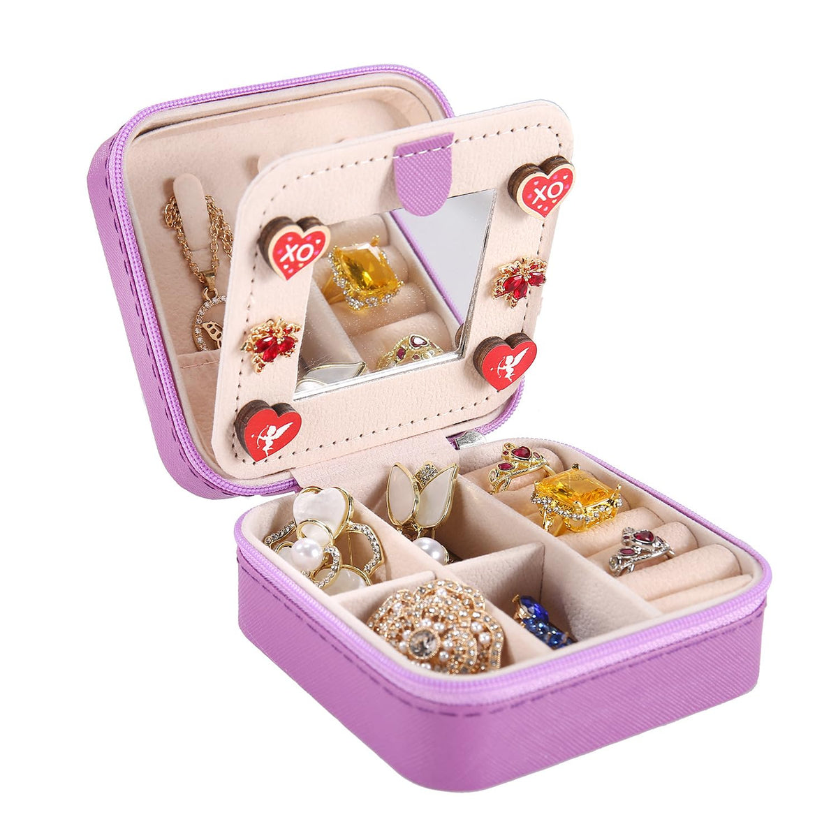 KElofoN Travel Jewelry Case and Organizer with Mirror - Gift for Women and Girls