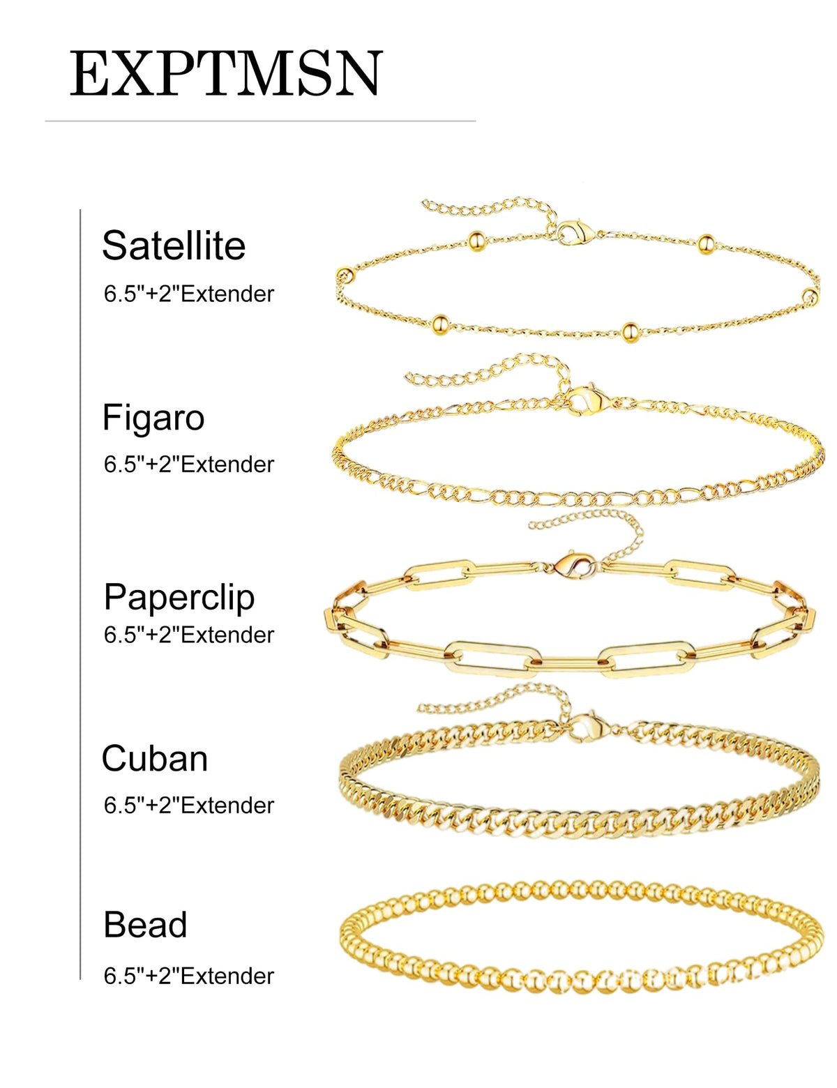 Gold Bracelets for Women - 14K Dainty Bracelets Set for Women, Gold Jewelry Sets for Women Trendy, Stackable Cuban Link Paperclip Chain Bracelet Pack Fashion Accessories Gifts for Women Mom