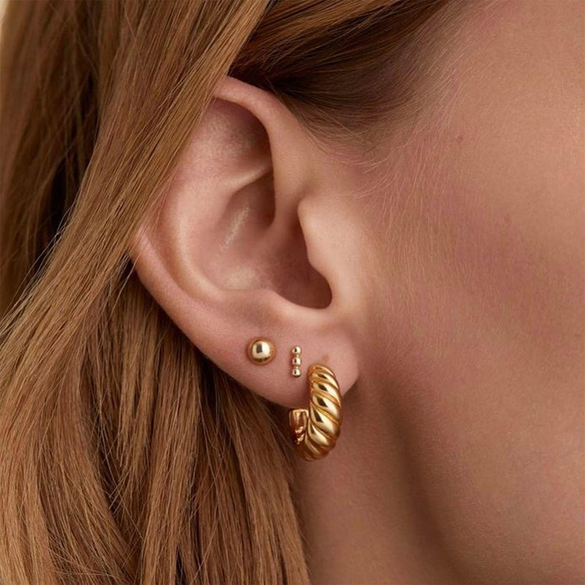 3 Pairs Gold Hoop Earrings Set: Dainty Stud Earrings Trendy Small 14K Gold Plated Hypoallergenic Dangle Cartilage Huggie Hoop Earrings for Women Gold Jewelry for Women Gifts