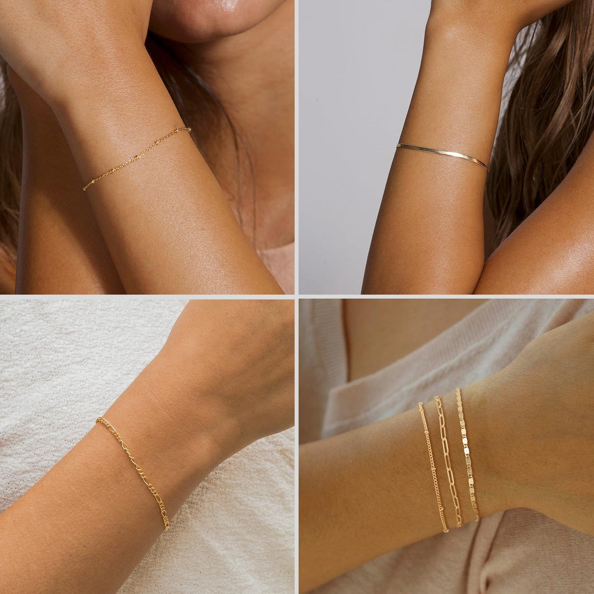 MBW Gold Bracelets for Women Trendy, Dainty 14K Gold Plated Bracelet Stack Beaded Chain Bracelet Set Thin Small Cute Paperclip Bracelets Fashion Waterproof Jewelry Gift Gold Accessories for Women