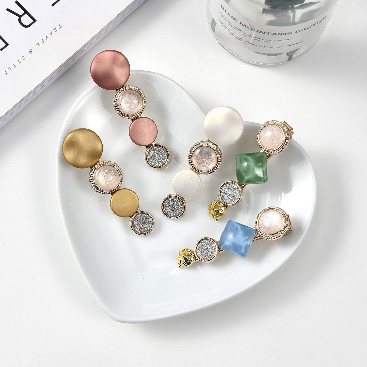 Mehayi 20 PCS Macaron Pearl Acrylic Resin Fashion Hair Clips Set, Cute Hair Barrettes Bobby Pins, Boho Fancy Hairpin Accessories Headwear Styling Tools, Gifts for Women Girls Decorative Wedding