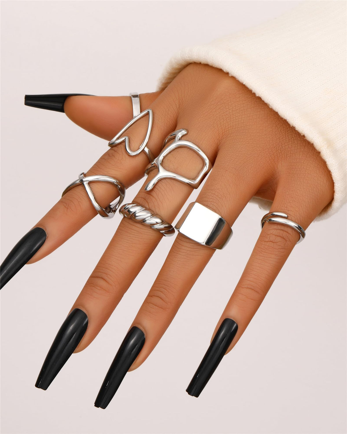 FAXHION 12PCS Gold Stackable Rings Set for Women, 18K Gold Plated Open Stacking Knuckle Ring, Adjustable Chunky Signet Rings for Gift