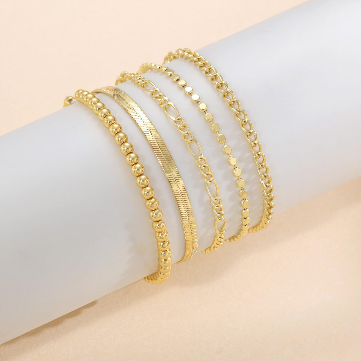 DEARMAY Gold Bracelets for Women Waterproof, 14K Real Gold Jewelry Sets for Women Trendy Thin Dainty Stackable Cuban Link Paperclip Chain Bracelet Pack Fashion Accessories Gifts for Womens