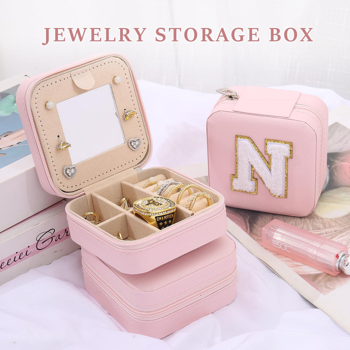 KElofoN Travel Jewelry Case and Organizer with Mirror - Gift for Women and Girls