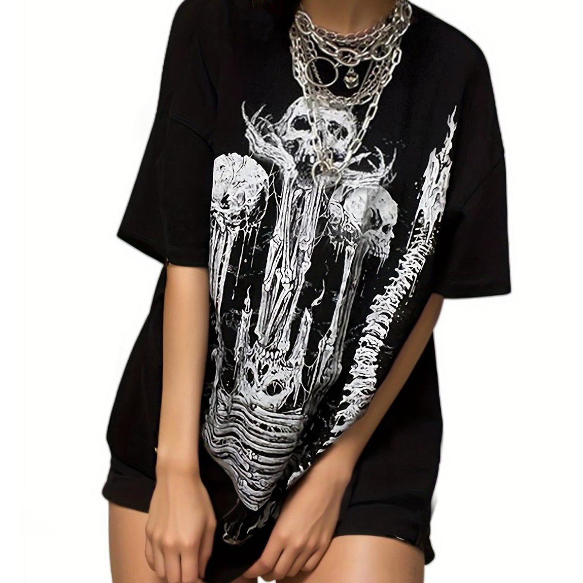 Women Goth T Shirt Y2K Harajuku Graphic Tops Cotton Anime Clothes