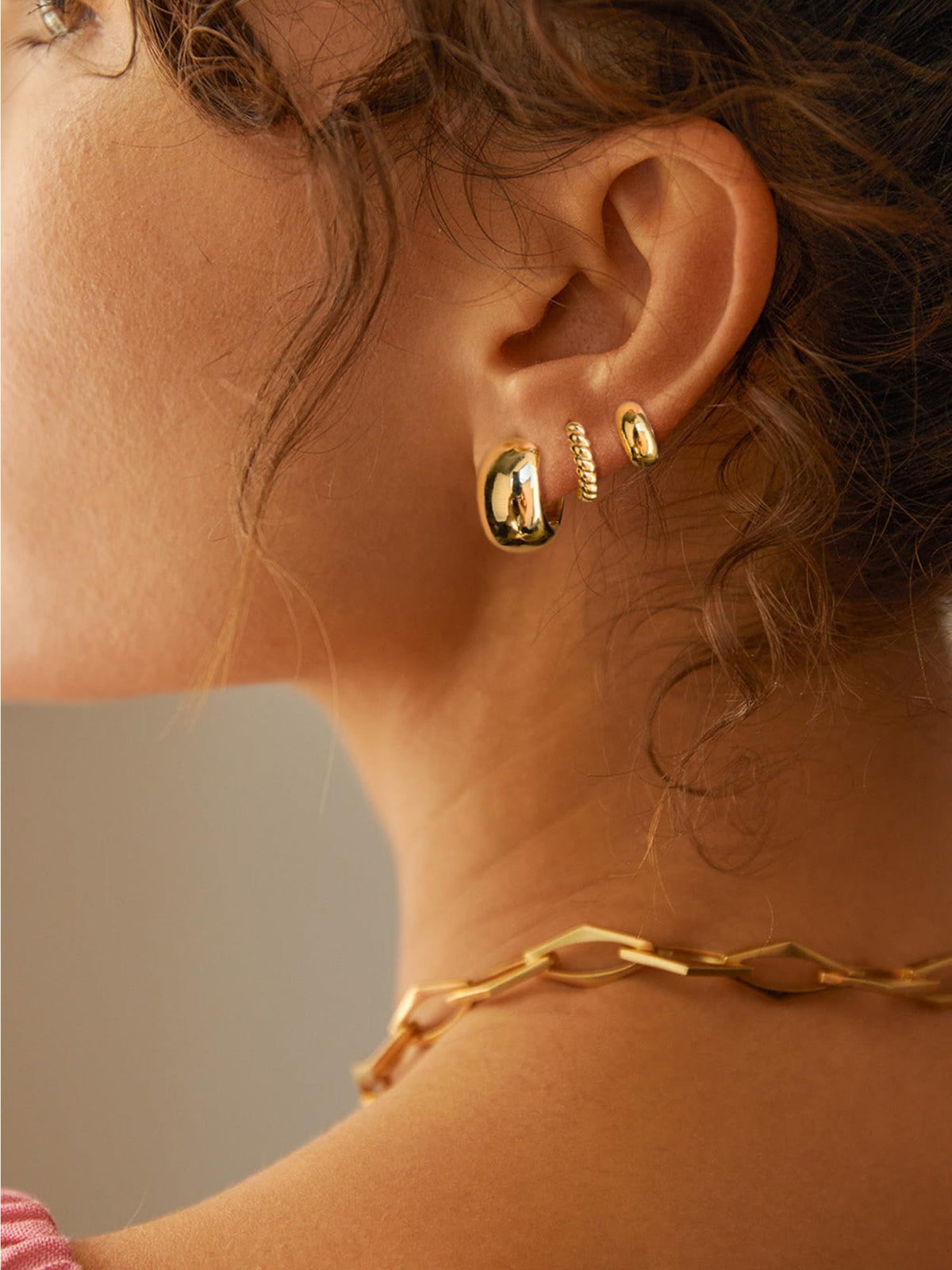 3 Pairs Gold Hoop Earrings Set: Dainty Stud Earrings Trendy Small 14K Gold Plated Hypoallergenic Dangle Cartilage Huggie Hoop Earrings for Women Gold Jewelry for Women Gifts
