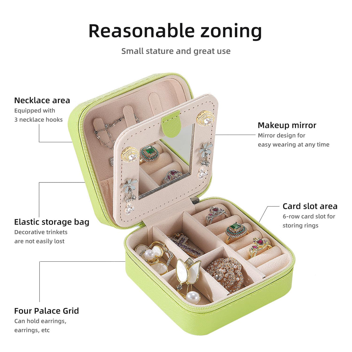 KElofoN Travel Jewelry Case and Organizer with Mirror - Gift for Women and Girls