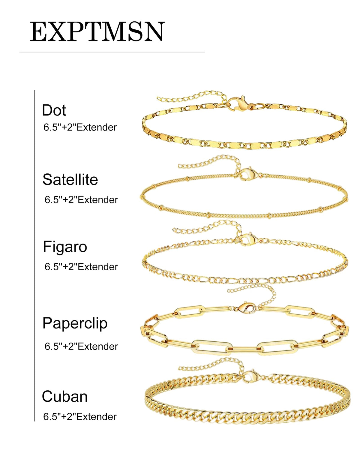 Gold Bracelets for Women - 14K Dainty Bracelets Set for Women, Gold Jewelry Sets for Women Trendy, Stackable Cuban Link Paperclip Chain Bracelet Pack Fashion Accessories Gifts for Women Mom