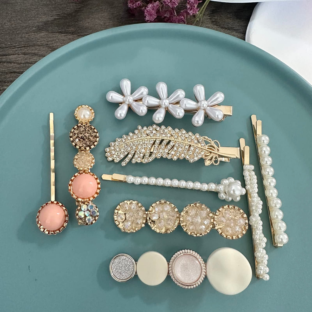 Mehayi 20 PCS Macaron Pearl Acrylic Resin Fashion Hair Clips Set, Cute Hair Barrettes Bobby Pins, Boho Fancy Hairpin Accessories Headwear Styling Tools, Gifts for Women Girls Decorative Wedding