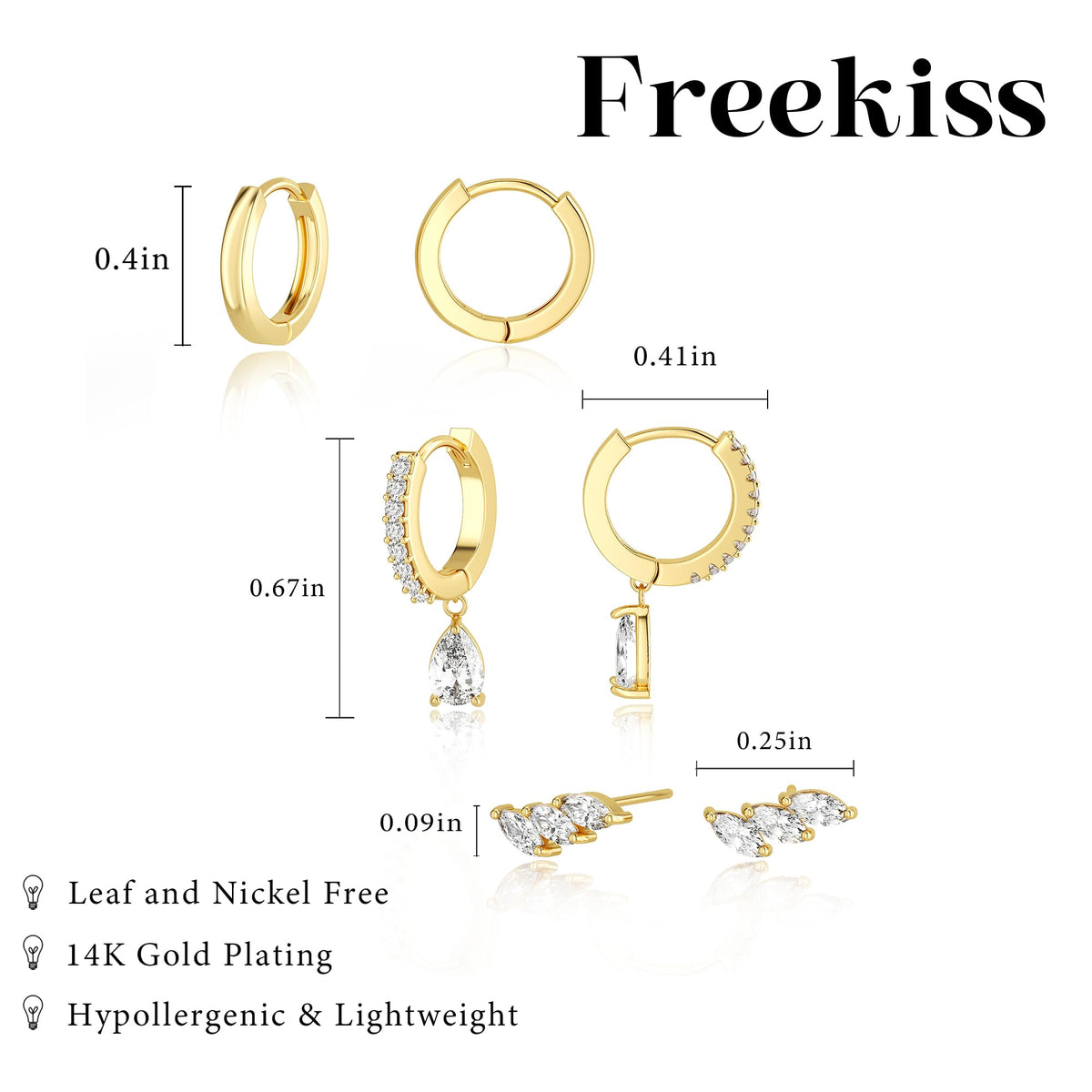 3 Pairs Gold Hoop Earrings Set: Dainty Stud Earrings Trendy Small 14K Gold Plated Hypoallergenic Dangle Cartilage Huggie Hoop Earrings for Women Gold Jewelry for Women Gifts