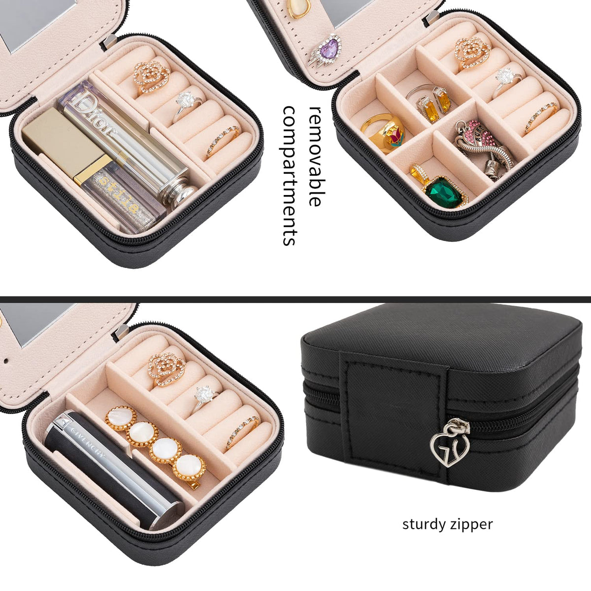 KElofoN Travel Jewelry Case and Organizer with Mirror - Gift for Women and Girls