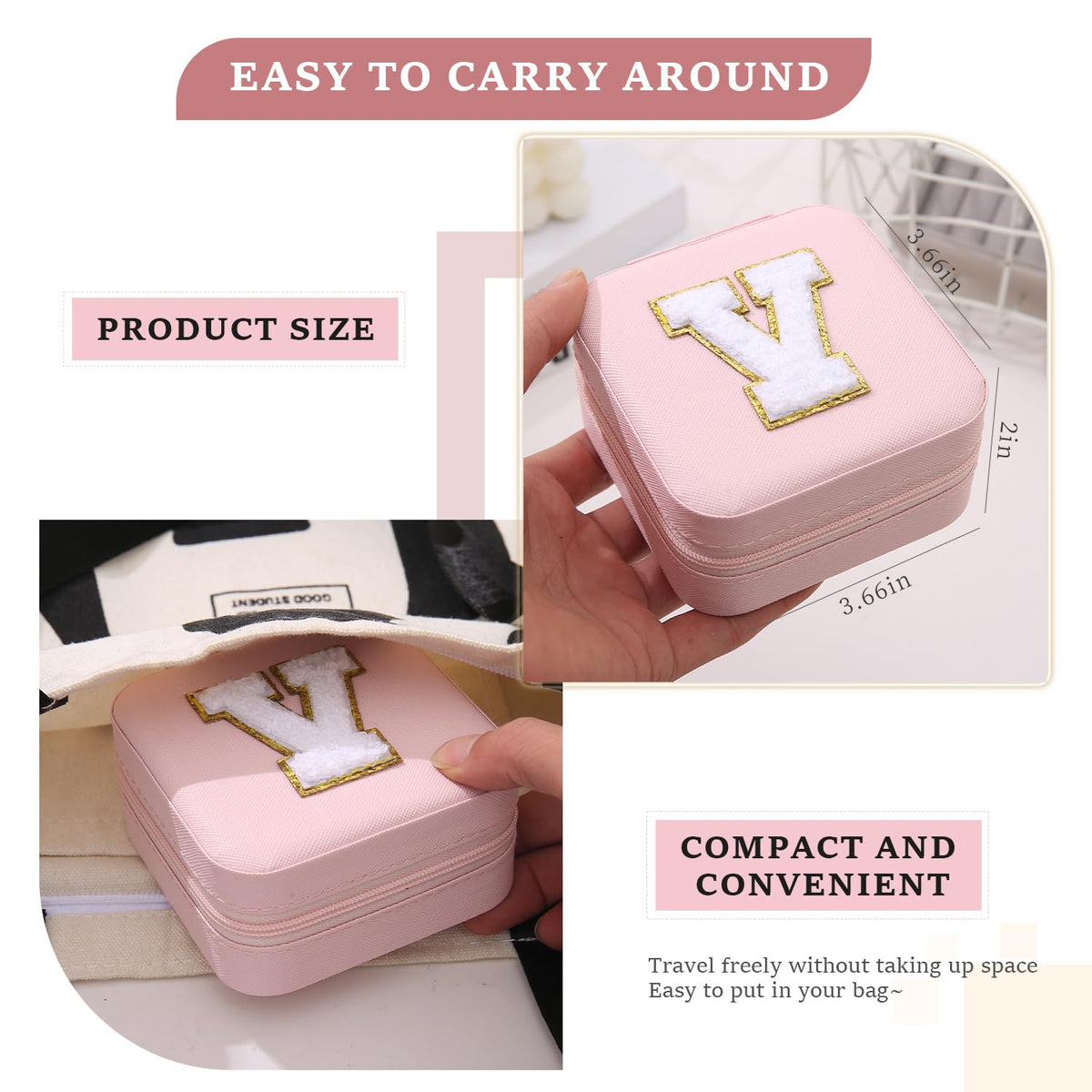 KElofoN Travel Jewelry Case and Organizer with Mirror - Gift for Women and Girls