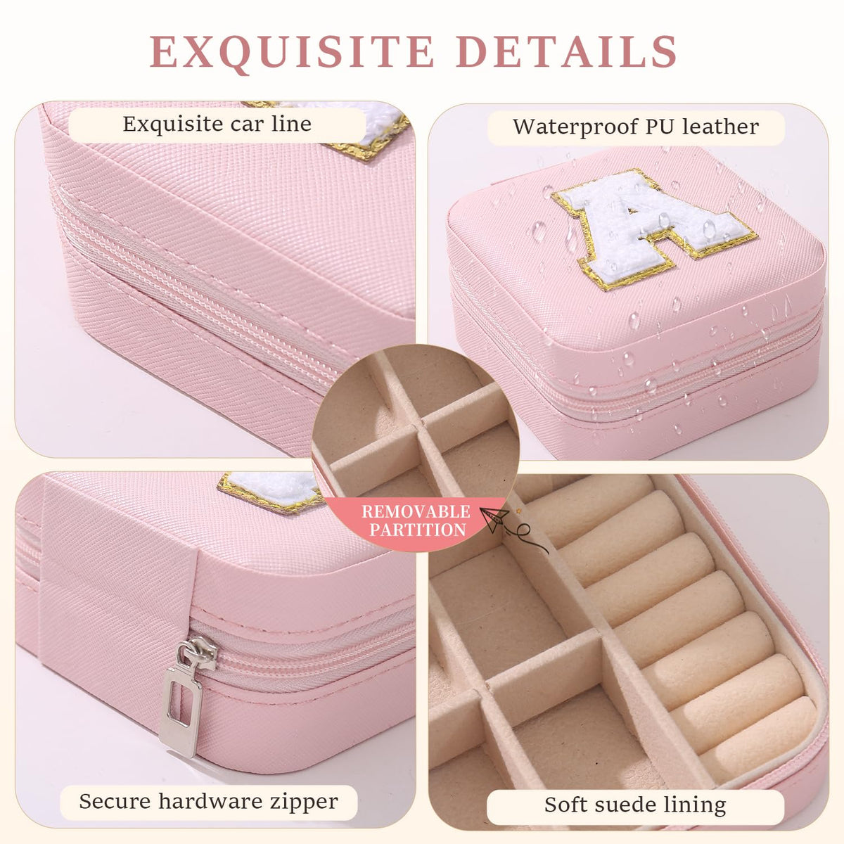 KElofoN Travel Jewelry Case and Organizer with Mirror - Gift for Women and Girls