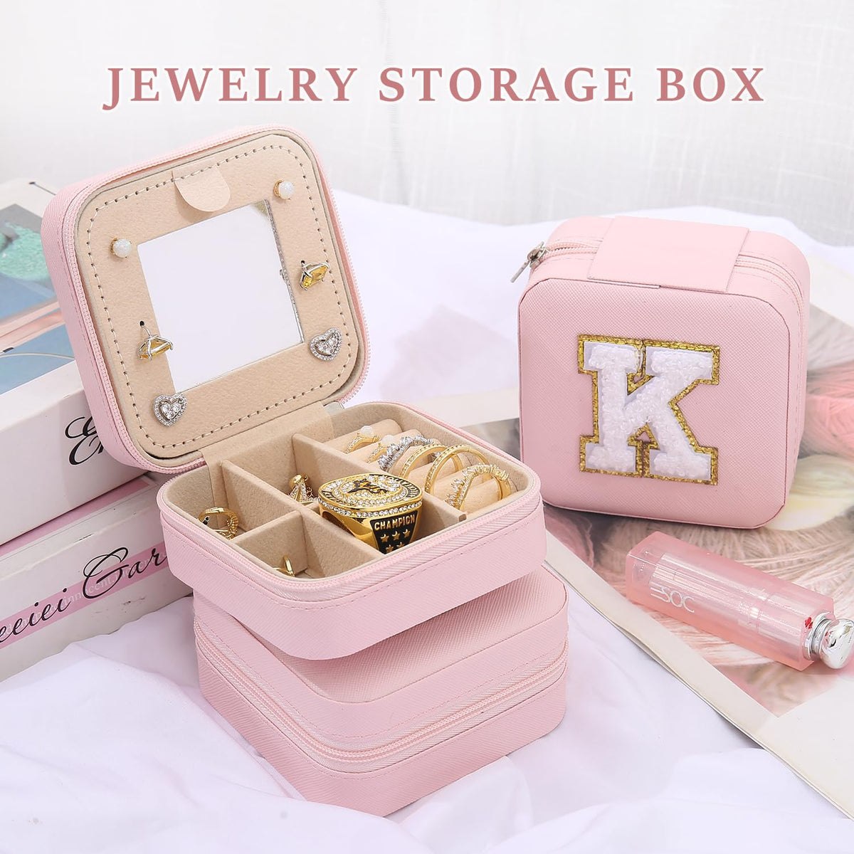 KElofoN Travel Jewelry Case and Organizer with Mirror - Gift for Women and Girls