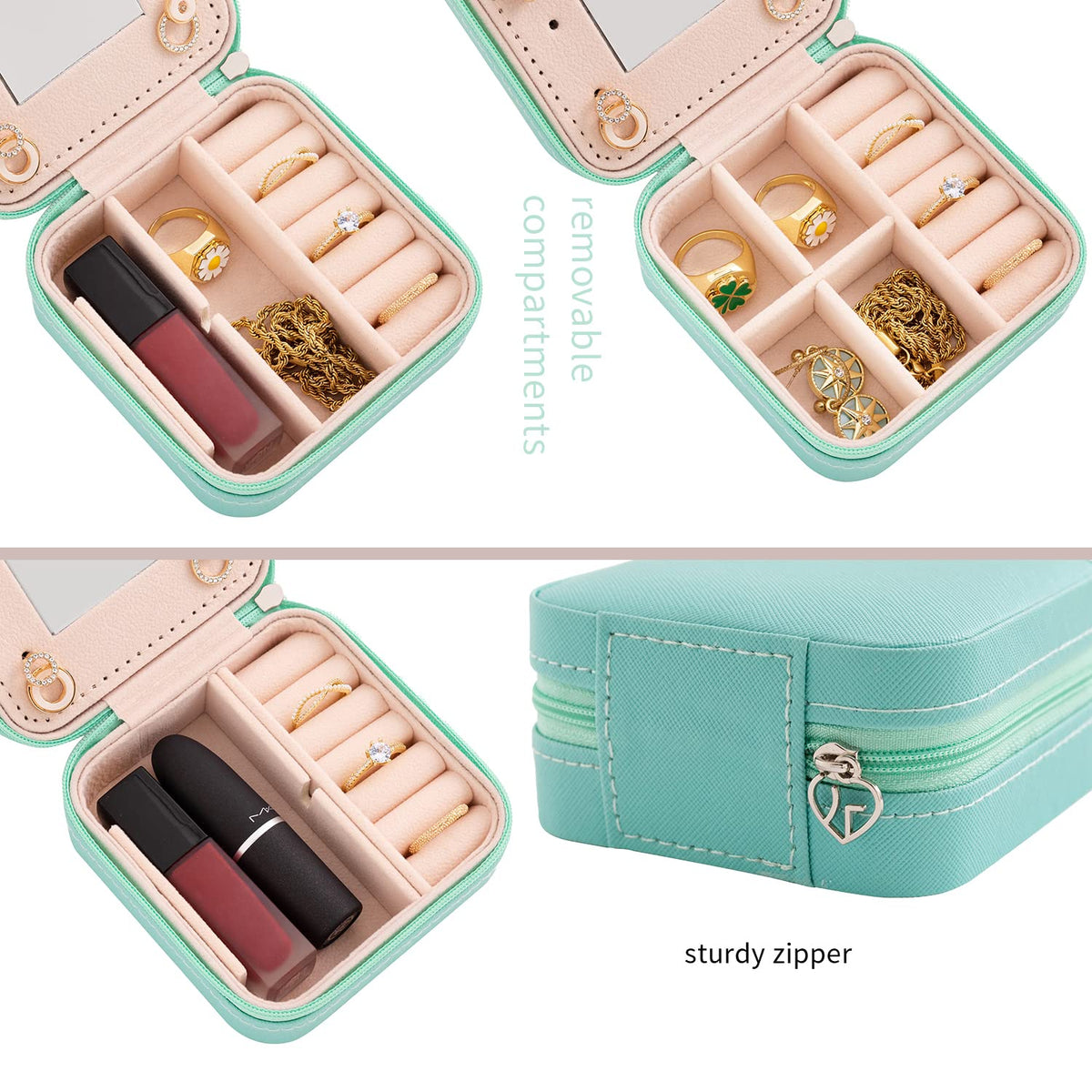 KElofoN Travel Jewelry Case and Organizer with Mirror - Gift for Women and Girls