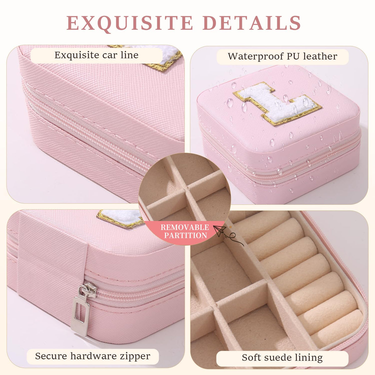 KElofoN Travel Jewelry Case and Organizer with Mirror - Gift for Women and Girls